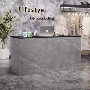 Long comptoir de réception noir pour les magasins de mode, les salons de beauté, les magasins de chaussures et les hôtels - Product Image 5