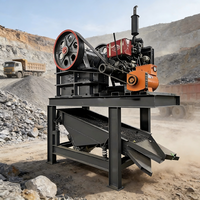 Concasseur à mâchoires mobile portable pour pierres et roches, moteur AC, engrenage, haute productivité, capacité maximale de 10t/h, utilisation dans les mines et les carrières