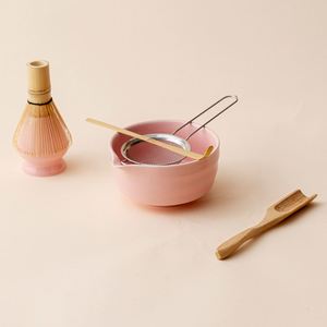 Pink Ceramic Matcha Bowl <b>Set</b> with Bamboo Whisk and Travel Storage Bag Custom Logo Kit <b>Tea</b> Ceremonial Premium Ritual Travel Bag - Product Image 4