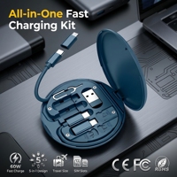 ANNXIN Boîte de rangement multifonction pour câbles de données, kit de charge rapide USB-C multiport 5-en-1 pour voyage, vente en gros