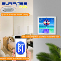 Système de son home cinéma avec écran tactile de 4 pouces, Bluetooth, amplificateur mural et kit de 8 enceintes stéréo au plafond, modèle PW4425B+CR310*8