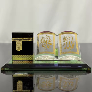 Livre en cristal personnalisé, imprimé en or, Allah Mohammed <span class=keywords><strong>Coran</strong></span> avec Kaaba, cadeau islamique, ornement de bureau - Product Image 4