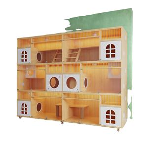 Sıcak satış Pet mobilya kedi evi istiflenebilir ahşap lüks kapalı kedi otel kafes büyük Villa Pet yatılı otel kedi kafes - Product Image 1