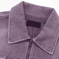 Veste streetwear pour homme personnalisée, vintage, effet usé, lavage vintage, appliqué brodé, fermeture éclair, pour homme