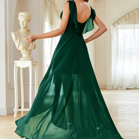 Robe de soirée formelle pour femme ADYABY, en mousseline de soie, à manches mi-longues, longueur au sol, respirante, style A-line, pour l'été