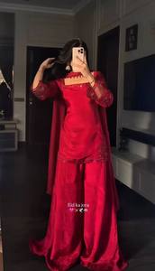 Full Sleeve Readymade Silk <b>Top</b> Lehenga with Dupatta Set for Women Party Heavy Embroidery 5mm Sequence Work Suit - Product Image 2