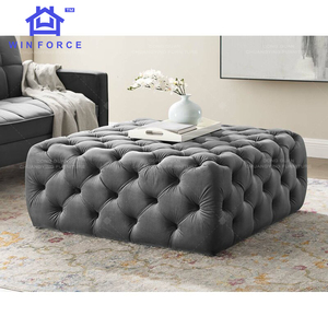 <span class=keywords><strong>Pouf</strong></span> rond Chesterfield moderne haut de gamme en velours capitonné avec boutons, luxe pour salon, chambre à coucher, hôtel - Product Image 4