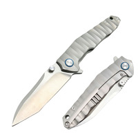 Couteau pliant d'extérieur haut de gamme à lame VG10, manche ergonomique en alliage de titane forgé à la main, couteau de poche tactique de camping DIY OEM 8,3 pouces OXN