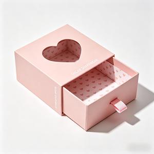 Caja de Regalo Rosa con Ventana y Cajón, de Cartón Rígido, con Logotipo Personalizado, para Regalos de San Valentín, Bodas, Cumpleaños, Joyería, Empaque de Alta Gama - Product Image 1