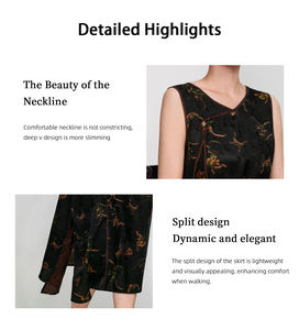 Robe longue sans manches en soie Xiangyun, imprimée floral, écologique, taille naturelle, pour femme, été - Product Image 6