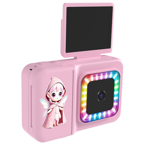 กล้องถ่ายรูปทันทีสำหรับเด็กผู้หญิง สีชมพู ของเล่นดิจิทัลพร้อมไฟ LED สีสันสดใสและหน้าจอเซลฟี่ - Product Image 5