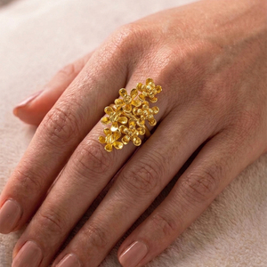 Anel de Cobre Banhado a Ouro Saudita Habesha com Design de Flor Multipétalas, Joia Feminina de Destaque, Presente - Product Image 4