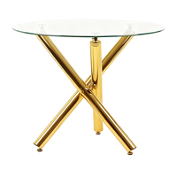 Table à manger contemporaine de haute qualité avec plateau en verre trempé, design gain de place, pour villa, cour, hôtel, utilisation personnalisée