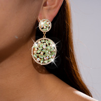 Boucles d'oreilles pendantes double cercle ajourées en alliage avec zircone cubique, style vintage bohème, bijoux fantaisie, vente en gros, cadeau