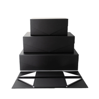 Boîte cadeau magnétique pliable personnalisée, boîte cadeau rigide en papier noir pliable, boîte d'emballage à plat, impression personnalisée en usine