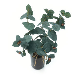 Tiges d'eucalyptus artificielles dans un vase en <span class=keywords><strong>verre</strong></span> noir – Plante artificielle élégante pour la maison, le bureau, la ferme, ou comme centre de table de mariage - Product Image 2