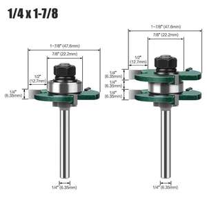 Fraises à bois de type « T » à 3 dents, tige de 12 mm et 1/2 pouce, jeu de fraises à rainurer et à languettes réglables, outils de travail du bois - Product Image 3