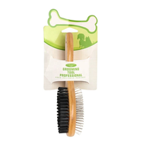 Brosse à poils pour animaux de compagnie en bambou double face professionnelle de qualité supérieure, vente en gros d'usine EUR PET