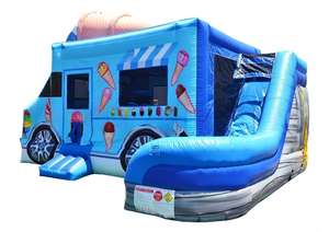 Combo Inflable de Camión de Helados Azul, Camión de Helados Inflable con Tobogán, Combo 6 en 1 de Camión de Helados - Product Image 2