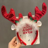 Serre-tête de Noël pour femme en tissu pelucheux scintillant, orné de strass en verre faits à la main, avec motif bois de cerf, flocon de neige et grand nœud, idéal pour les fêtes