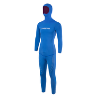 DIVESTAR Hoodie dua potong lengan panjang, pakaian selam bebas tahan air warna biru Neoprene ukuran besar untuk pria dan wanita