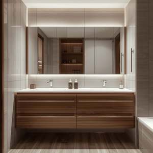 Meuble de salle de bain en bois moderne, design moderne de luxe, ensemble de meuble-lavabo de salle de bain, élégant meuble de rangement de salle de bain, meubles-lavabos - Product Image 3