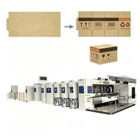 Nouvelle ligne de liaison de machines d'impression flexographique, de découpe et de rainurage pour boîtes en carton 4 couleurs, et de pliage-colleuse