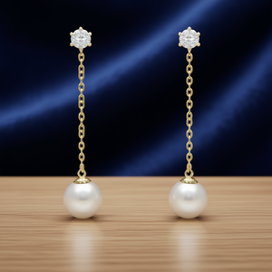 E3840 ต่างหูทองคำขาวประดับมุกทรงกลม AAA ขนาด 18 ซม. สไตล์คลาสสิกสำหรับงานแต่งงานเครื่องประดับสตรี - Product Image 2