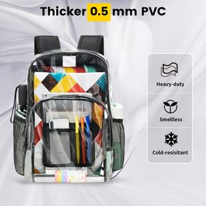 Mochila Transparente Personalizada con Múltiples Bolsillos, Diseño de Bolsa para Libros, Lavable a Mano, de PVC Transparente, para la Universidad y el Trabajo - Product Image 3