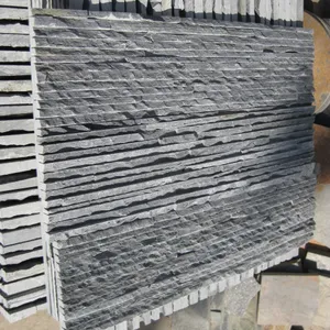 Barato preto quartzite pedra de parede exterior veneer