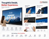 75" 4K Interactive Flat Panel Anti-Glare Smart Board Dual Systems with Wireless Screen Sharing Whiteboard Software Teaching Tool