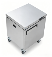 Réfrigérateur commercial sous comptoir en acier inoxydable 304 de 27 pouces avec contrôle numérique, sans givre, 1 porte, pour plan de travail