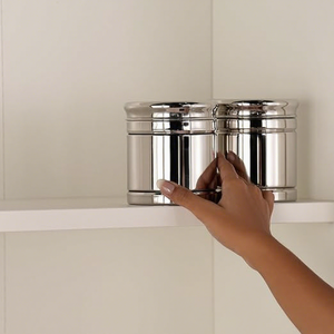 Stainless Steel Spice <b>Containers</b> Round Airtight Food Storage Jars Minimalist Design Polished Finish - Product Image 3