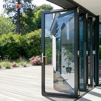Portes pliantes en aluminium à rupture de pont thermique RICHOCEAN, à double vitrage, grande ouverture, pour patio, porte en verre pliante