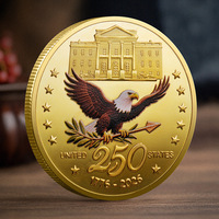 Pièce de monnaie militaire transfrontalière US du 250e anniversaire, pièce de monnaie de défi, médaille commémorative en métal avec relief et impression couleur, cadeau
