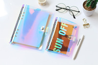 Cahier de anneaux transparents rechargeables, format A5 et A6, reliure sur mesure, agenda, feuilles larges, couverture holographique clair, agenda