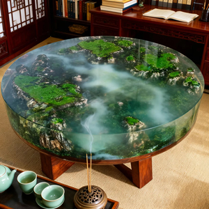 Handmade Nhựa Thủ Công Thực Khối Thực Nhà Máy Nhựa Bảng Đồ Nội Thất Nhựa Epoxy Nhựa Bàn Ăn Vòng Cà Phê Nhựa Bàn Ăn - Product Image 1