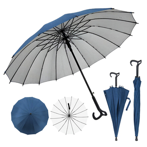 <span class=keywords><strong>Parapluie</strong></span> droit vintage en pongé 190T avec revêtement argenté, poignée et dessus de forme unique, impression de logo personnalisée pour cadeau d'affaires - Product Image 1