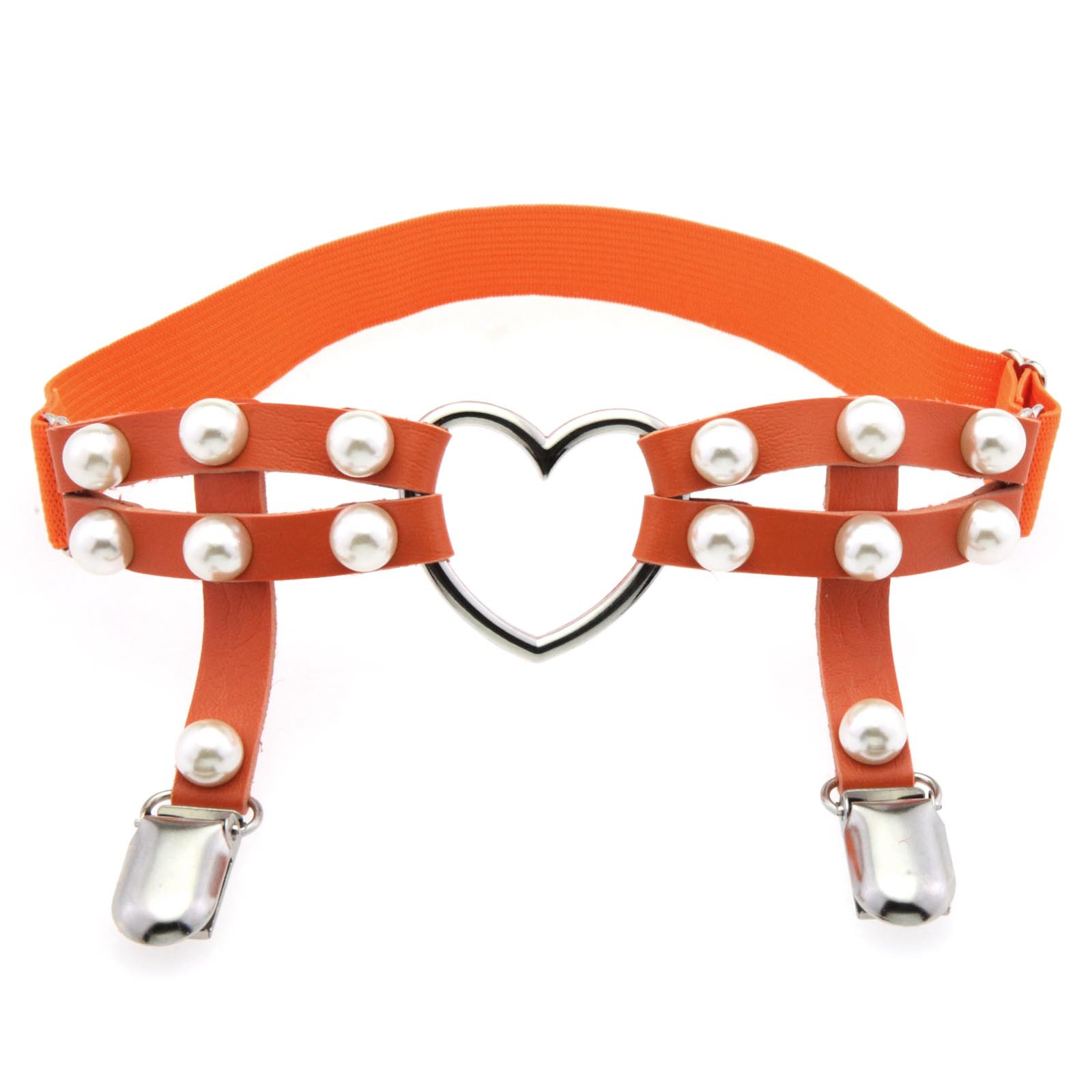 SY Gothic Studded Heart Garters - Punk Harness Garter Belt