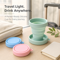 Gobelet pliable en silicone de qualité alimentaire, portable, pliable, pour voyager, pour se baverse de bain de bouche, avec couvercle, pour le camping, le café, le thé, logo personnalisé
