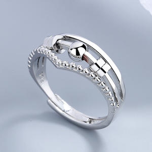 Nouvelle bague rotative pour femme, anti-anxiété, anti-stress et anti-irritabilité, à trois couches superposées, avec cordon et bouton, réglable - Product Image 4