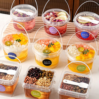 Seau en plastique vide de 300 ml/500 ml/1 l pour confiture, crème glacée, yaourt, récipient en PP transparent, récipient de stockage alimentaire avec couvercle pour liquides