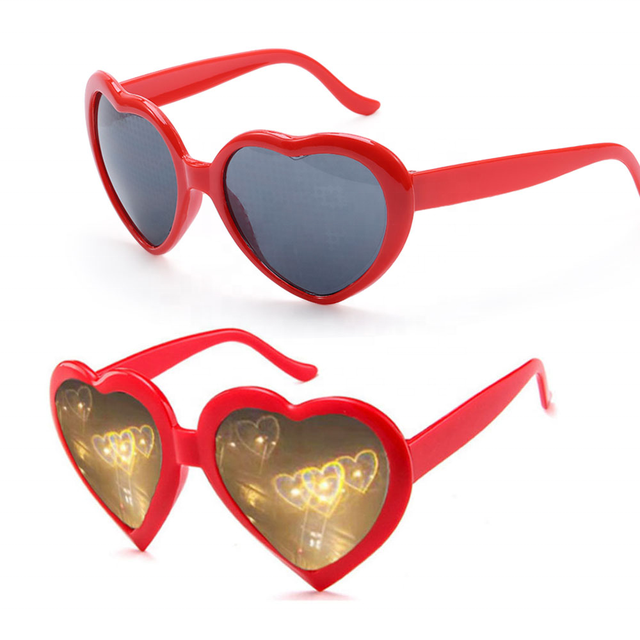 Women Fashion Heart Shaped Effects Glasses Watch the Lights Change to Heart Shape at Night Diffraction Glasses Women Sunglasses