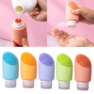2in1 Silicone Travel Bottle Leak Proof Squeezable Refillable Bottles with Brush Shampoo Lotion Cosmetic Containers <b>Makeup</b> Tools - Product Image 1