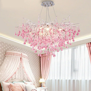 Pháp sang trọng pha lê trái tim màu hồng đèn chùm đầy màu sắc cho phòng ngủ của cô gái nến cô gái Trần phổ biến trẻ em của ánh sáng phòng - Product Image 1