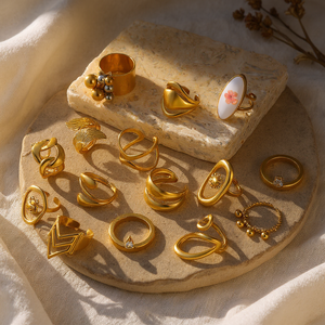 Bán Buôn Mùa Hè Thép Không Gỉ Đồ Trang Sức Không Thấm Nước Đầy Màu Sắc Men Nhẫn Phụ Nữ Hình Học Chunky Khô Hoa Mở Vòng - Product Image 1