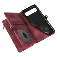 Dompet Kulit PU untuk Google Pixel 8 Pro, 9 Slot Kartu + Kantong Koin Ber-resleting, Penyangga, Pemblokir RFID, 360 °   Perlindungan