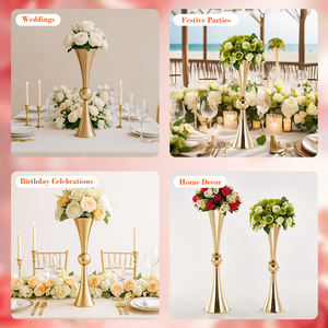 Jarrón <span class=keywords><strong>de</strong></span> Metal Dorado Alto para Decoración <span class=keywords><strong>de</strong></span> Mesa <span class=keywords><strong>de</strong></span> Alta Gama, Centro <span class=keywords><strong>de</strong></span> Mesa para Bodas y Hoteles - Product Image 2