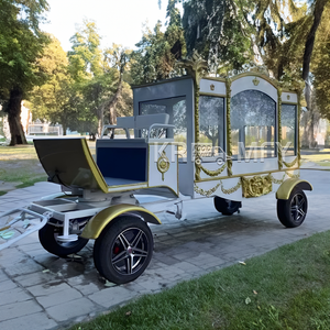 Luxury Retro European Style Funeral Coffin Car Popular <b>White</b> Four-wheeled Hearse with <b>White</b> <b>Curtains</b> - Product Image 4