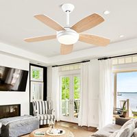 Ventilateur de plafond moderne nordique silencieux à LED avec moteur DC, télécommande, 5 pales, pour salon, salle à manger, cuisine, 85-265V, 42 pouces